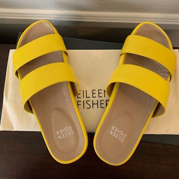 Eileen Fisher deed slide leather upper and lining sandal size 5 - Picture 2 of 7